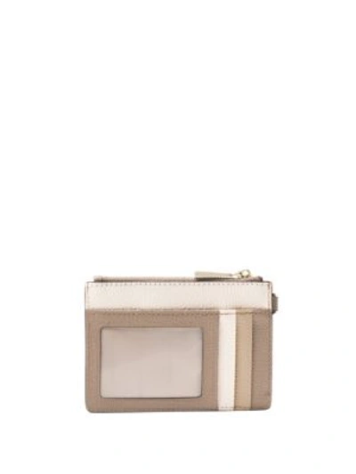 Shop Michael Michael Kors Mercer Color-block Pebbled Leather Coin Purse In Beige