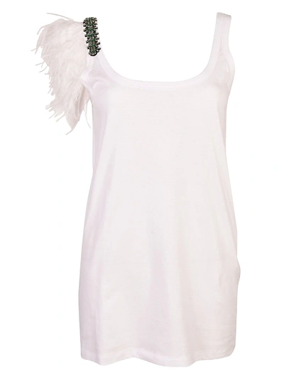 Shop N°21 Feather Shoulder Tank Top In Bianco
