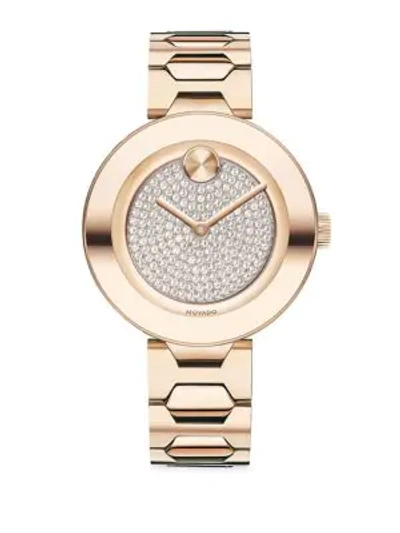 Shop Movado Bold T-bar Stainless Steel Bracelet Watch In Rose Gold