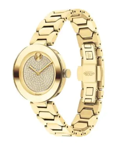 Shop Movado Bold T-bar Light Gold Ion-plated Stainless Steel & Crystal Dial Bracelet Watch