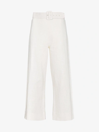 Shop Staud Skipper Linen Trousers In White
