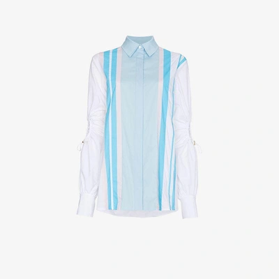 Shop Peter Pilotto Cotton Shirt With Exposed Elbows In Blue