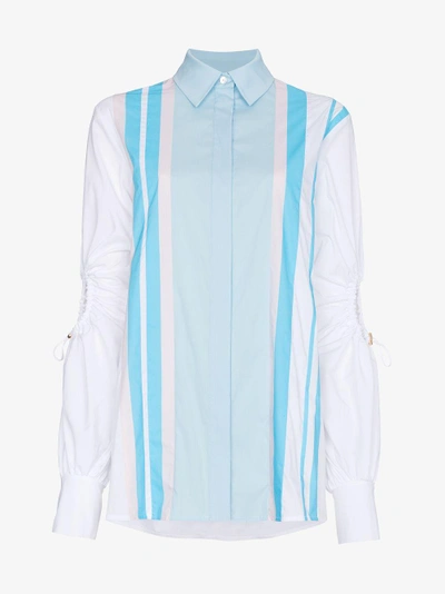 Shop Peter Pilotto Cotton Shirt With Exposed Elbows In Blue