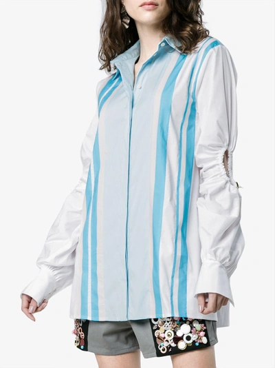 Shop Peter Pilotto Cotton Shirt With Exposed Elbows In Blue