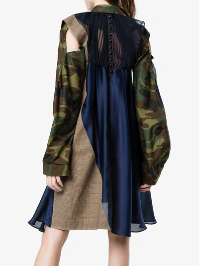 Shop Sacai Contrast Sleeve Shirt Dress In Multicolour
