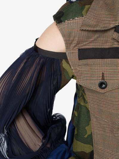 Shop Sacai Contrast Sleeve Shirt Dress In Multicolour