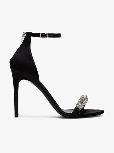 Shop Calvin Klein 205w39nyc Black Camelle 110 Crystal Embellished Satin Sandals