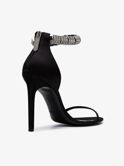 Shop Calvin Klein 205w39nyc Black Camelle 110 Crystal Embellished Satin Sandals