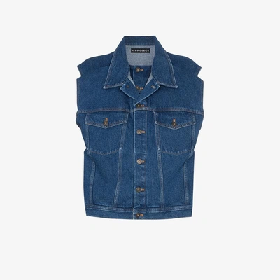 Shop Y/project Y / Project Denim Sleeveless Jacket In Blue
