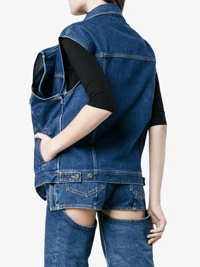 Shop Y/project Y / Project Denim Sleeveless Jacket In Blue