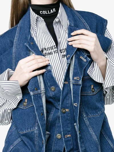 Shop Y/project Y / Project Denim Sleeveless Jacket In Blue