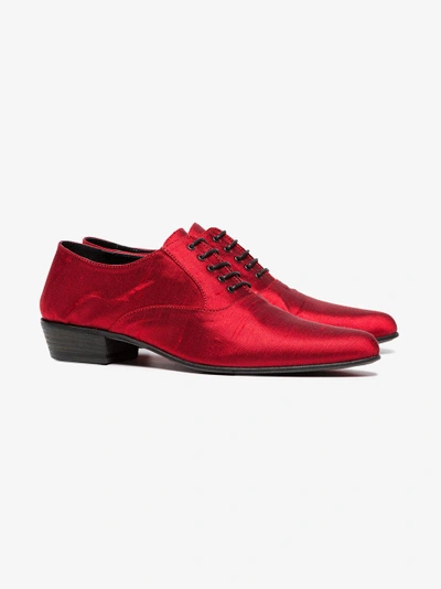 Shop Haider Ackermann Red 35 Silk Brogues