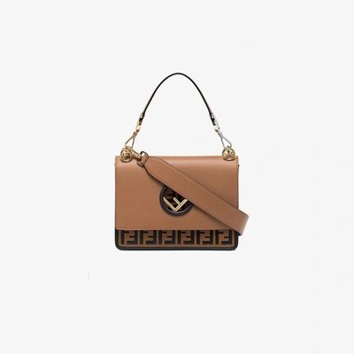 Shop Fendi Kan I F Shoulder Bag In Brown
