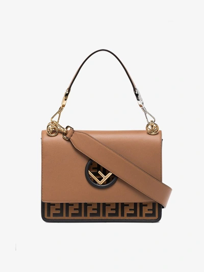 Shop Fendi Kan I F Shoulder Bag In Brown