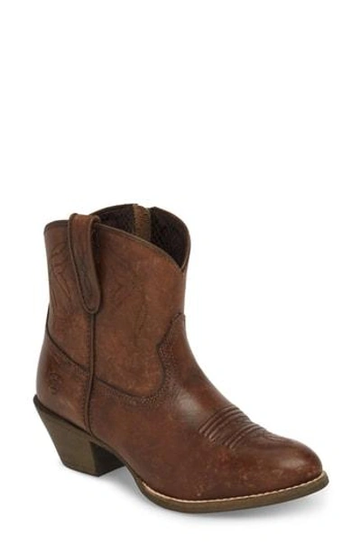 Shop Ariat Darlin Short Western Boot In Distressed Brown Leather