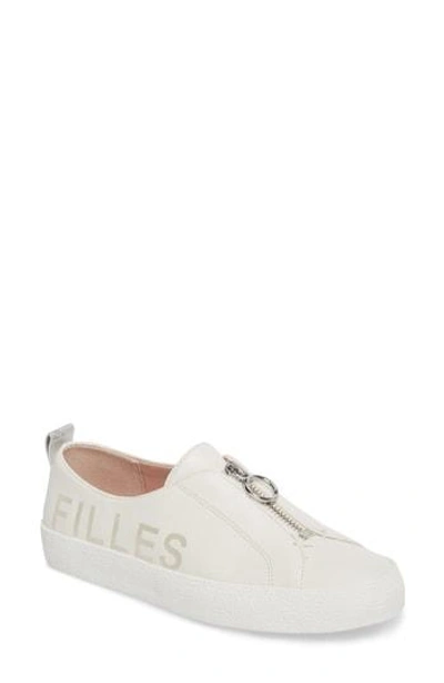 Shop Avec Les Filles Sasha Zip Sneaker In Off White Leather