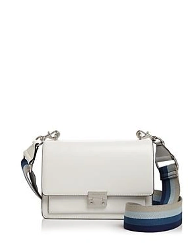 Shop Rebecca Minkoff Christy Medium Leather Shoulder Bag In Bianco Multi White Multi/silver