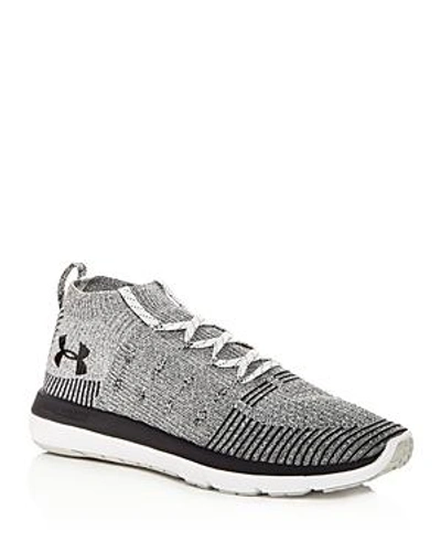 Shop Under Armour Men's Slingflex Rise Knit Mid Top Sneakers In Athletic Gray