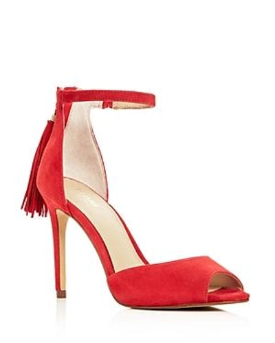 Shop Botkier Women's Anna Suede Ankle Strap High-heel Sandals In Poppy Red