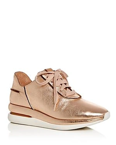 Shop Gentle Souls Women's Raina Leather Lace Up Wedge Sneakers In Rose Gold