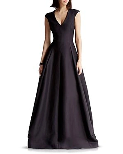 Shop Halston Heritage Faille Structured Gown In Black