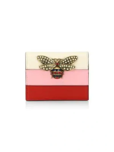Shop Gucci Queen Margaret Colorblock Leather Card Case In Red Multi