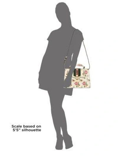Shop Gucci Sylvie Leather Medium Satchel In White Multi