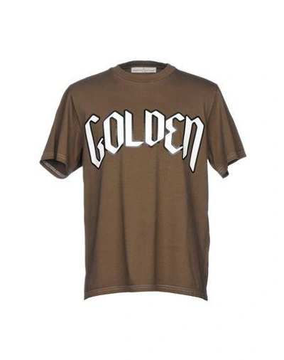 Shop Golden Goose T-shirts In Khaki