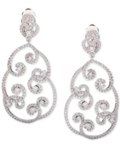 Shop Nina Silver-tone Crystal Pave Swirl Drop Earrings In Rhodium/white Cz