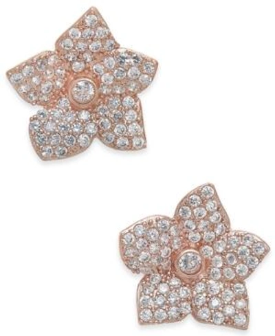 Shop Kate Spade New York Pave Flower Stud Earrings In Clear/rose Gold
