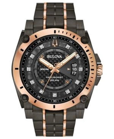 Shop Bulova Men's Precisionist Champlain Diamond-accent Gray & Rose Gold-tone Stainless Steel Bracelet Watch 46. In No Color