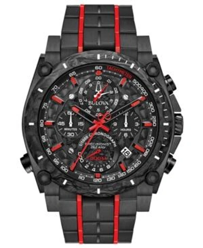 Shop Bulova Men's Chronograph Precisionist Champlain Black & Red Stainless Steel Bracelet Watch 48.5mm