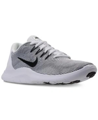 Shop Nike Men's Flex Run 2018 Running Sneakers From Finish Line In White/black-cool Grey