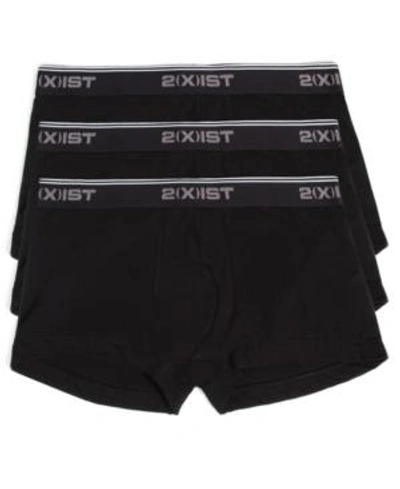2(x)ist Men's Cotton Stretch 3 Pack No-show Trunk In Black
