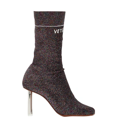 Shop Vetements Lurex Sock Boots In Black