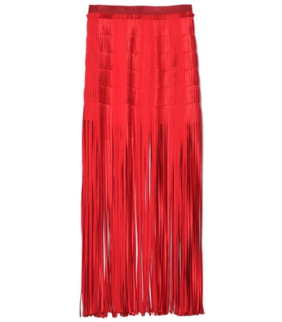 Shop Monse Spaghetti Fringe Skirt In Red