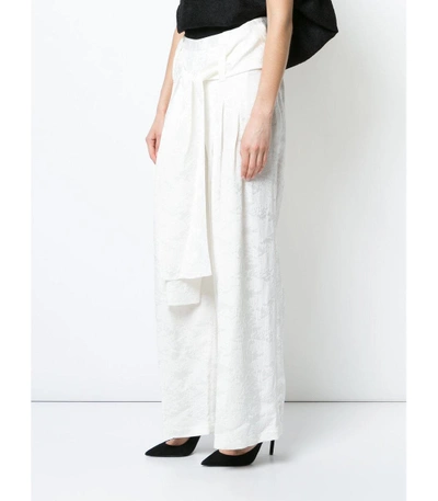 Shop Rosie Assoulin Pleated Wide Leg Trousers In Ivory