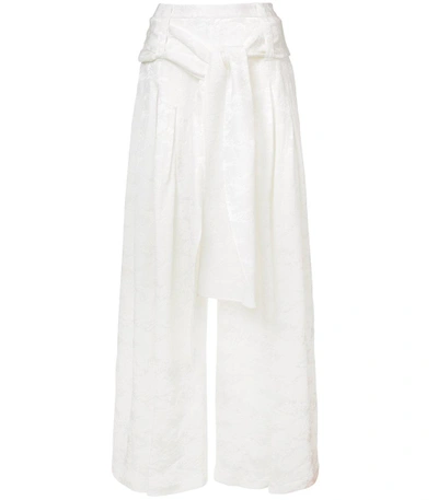 Shop Rosie Assoulin Pleated Wide Leg Trousers In Ivory