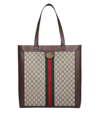 Shop Gucci Gg Ophidia Large Shopping Bag In Beige
