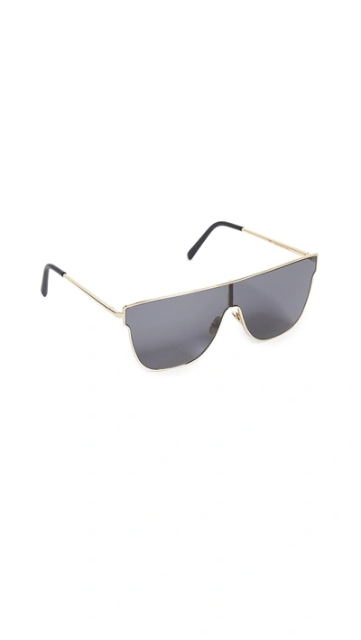 Shop Super Sunglasses Lenz Flat Top Sunglasses In Gold/black
