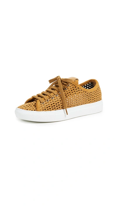Shop Zespà Perforated Lace Up Sneakers In Tan/white