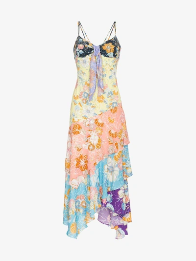 Shop Peter Pilotto Floral Print Multi-panel Asymmetric Dress In Multicolour