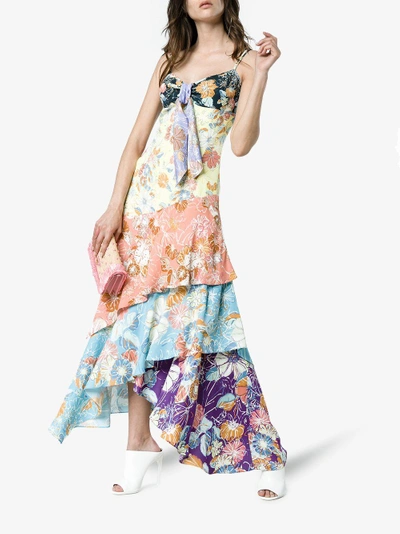 Shop Peter Pilotto Floral Print Multi-panel Asymmetric Dress In Multicolour
