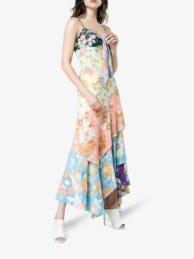 Shop Peter Pilotto Floral Print Multi-panel Asymmetric Dress In Multicolour