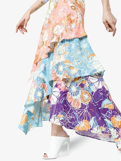 Shop Peter Pilotto Floral Print Multi-panel Asymmetric Dress In Multicolour