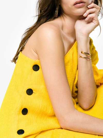 Shop Mara Hoffman Emile One-shoulder Cotton Linen-blend Dress In Yellow/orange