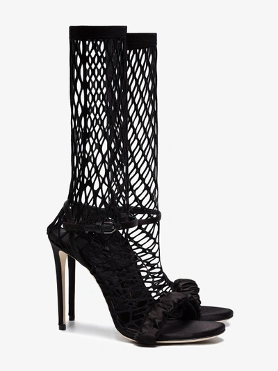 Shop Marco De Vincenzo Black 110 Satin Net Sock Sandals