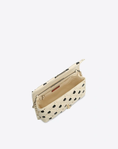 Shop Valentino Polka Dot Candystud Shoulder Bag In Light Ivory