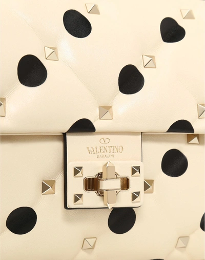 Shop Valentino Polka Dot Candystud Shoulder Bag In Light Ivory