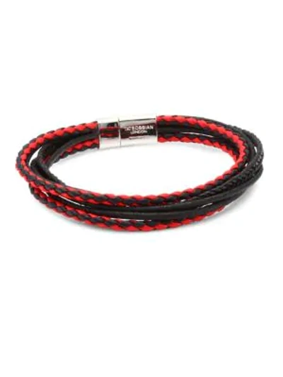 Shop Tateossian Men's Cobra Silver & Leather Multi-strand Bracelet In Red